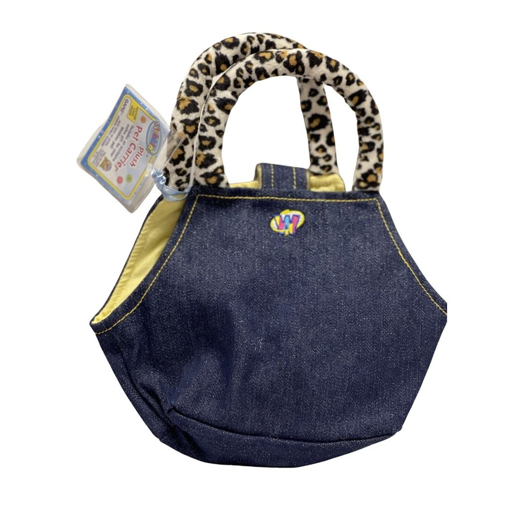 Webkinz Pet Carrier Sparkle Denim and Leopard Purse Holder WEB000155